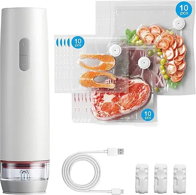 Produktbild von Hand-Vakuumierer Handliches Vakuumiergerät Vakuumierer Klein,60 kPa Saugkraft mit 30 wiederverwendbaren Beuteln,für Zuhause & Reisen