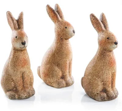 Produktbild von stehende Osterhasen Figuren aus Keramik Terracotta