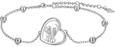 Image de Bracelet pour femme, argent 925, pendentif cœur, zirconium, longueur 17+4 cm