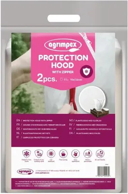 Produktbild von Pflanzenschutzhauben mit Reißverschluss 70 x 110 cm, 2er Set – Atmungsaktive Winterhauben, Frostschutz für Pflanzen, Weiß