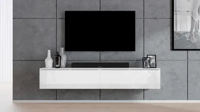 Produktbild von AX LIVING Lowboard weiß Loriano 2x100 TV Schrank weiß Matt/Hochglanz