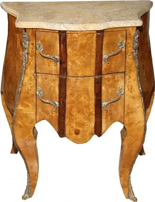 Produktbild von Casa Padrino Barock Kommode Vogelaugenahorn mit 2 Schubladen, Marmorplatte in Creme 67 cm - Handgefertigt aus Massivholz