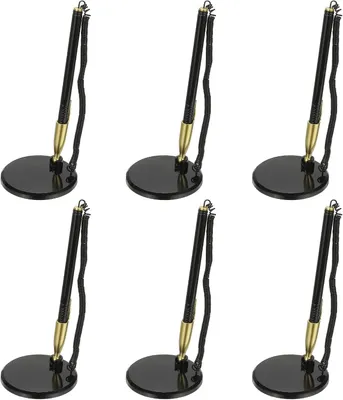 Productafbeelding van Veiligheidspen met plakbandketting - Set van 6 - Receptiebalpen - Bureaustift - Navullingen in zwart - Kantoor - Thuis
