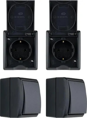 Produktbild von REV AquaForm Feuchtraum Steckdosen Schalter Starter Set 4 teilig AP IP44