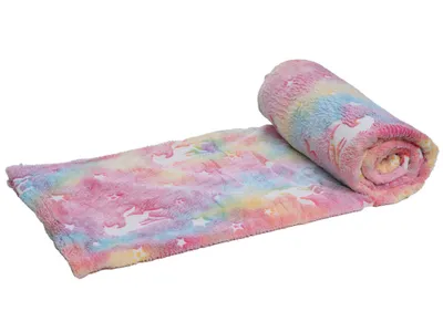 Produktbild von Im Dunkeln leuchtende Decke 150x200 Einhorn und Sterne Fluo