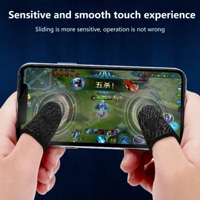 Produktbild von 1 Paar Fingerabdeckung schweißdichtem empfindlichem ultra-dünnem Videospiel Touchscreen-Fingerspitzenhandschuhe für PUBG Mobile Game-Schwarz