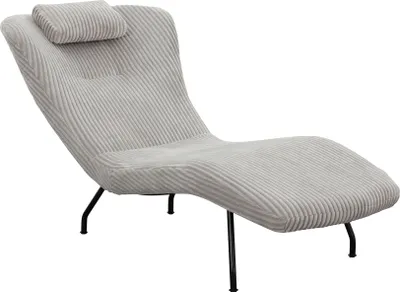 Produktbild von SalesFever Relaxliege mit Nackenkissen | Bezug Texturstoff | Gestell Metall schwarz | B 80 x T 180 x H 82 cm | hellgrau