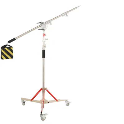 Image de Trépied pour éclairage photographique, réglable en hauteur de 140 à 320 cm, robuste, avec une capacité de charge de 20 kg et équipé d'une barre de support
