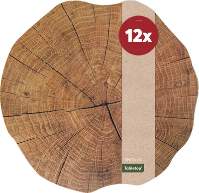 Produktbild von Abwaschbare Tischsets 12er Set Baumstamm Holz-Optik rund