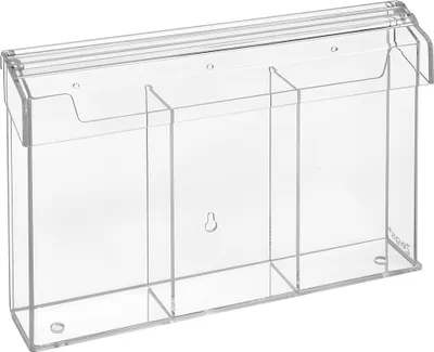 Produktbild von 3-fach Prospektbox mit Deckel wetterfest / DIN Lang Hochformat / zur Wandmontage / Prospekthalter / Aussen / Outdoor / Prospektständer / Flyerbox / Flyerhalter