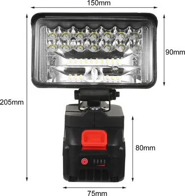 Zdjęcie produktu dla 4-calowa lampa robocza LED na baterie litowe 21 V Superjasne oświetlenie zewnętrzne Obracana o 180 stopni Przenośna latarka ręczna na kemping Piesze wycieczki Awaryjne