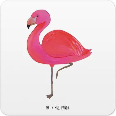 Produktbild von Mr. & Mrs. Panda Untersetzer für Gläser Flamingo Classic 10er Set - Weiß - Geschenk, Tischuntersetzer, Prächtig, Coaster, Tassenuntersetzer, Spruch, Geschwister, Ich