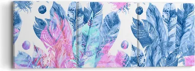 Produktbild von Bild auf Leinwand - Leinwandbild - Federn Vögel Bunt Komposition - 90x30cm - Wand Bild - Wanddeko - Leinwanddruck - Bilder - Kunstdruck - Wanddekoration - Leinwand bilder - Wandkunst - CA90x30-2945