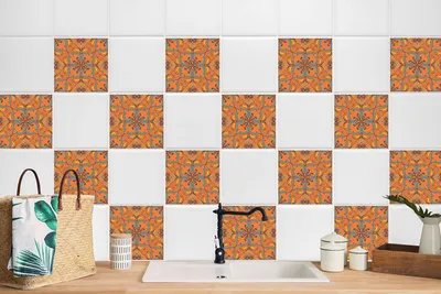 Produktbild von 24 Stück Laminierter Aufkleber Küchen Wandfliesen Fliesenaufkleber Marokkanisches Mosaik 10 x 10 cm
