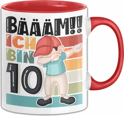 Produktbild von 10. Geburtstag Geschenk Tasse Becher Jungen Geburtstagsgeschenk Sohn Bäääm Ich Bin 10 (Rot)