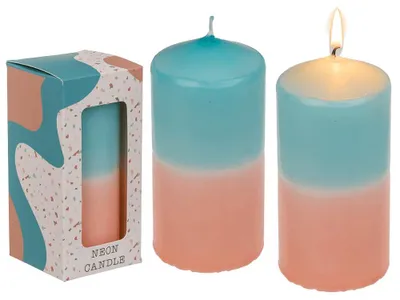 Image de Bougie cylindrique OOTB avec dégradé de couleurs abricot/turquoise