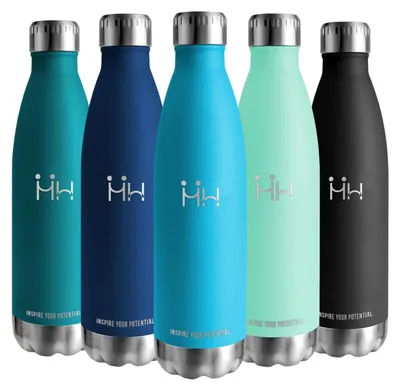 Isolierflasche 500 ml, Edelstahl, doppelwandig, BlauGrün