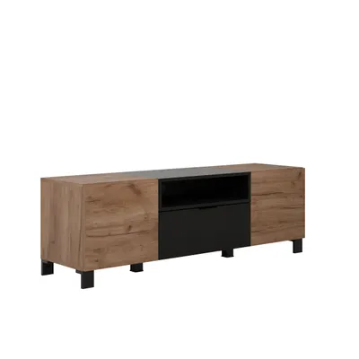Produktbild von TV-Lowboard Eiche Kraft Tabak/Schwarz Matt Melamin Kendo 144x47x40 cm
