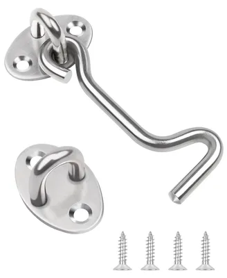 Produktbild von 1 Stück, 7,6 cm, Edelstahl-Kabinenhaken mit Öse, Torhaken mit Schrauben