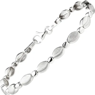 Produktbild von 5,4mm Armband aus 925 Silber teilmattiert & rhodiniert 19cm Armschmuck Damen