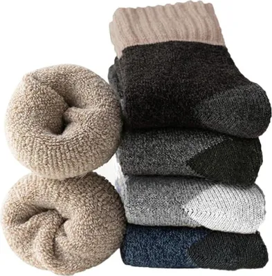 Produktbild von Thermosocken Thermosocken Herren, 5 Paar Dicke Frotteesohle Winter Warme Socken Anti Schweiß, Thermo Effekt, Atmungsaktives Baumwolle Socken