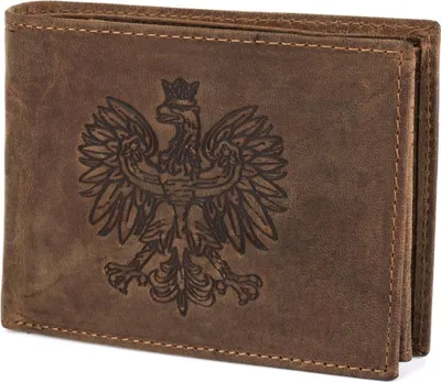Produktbild von Herren-Geldbörse aus Leder mit RFID-Schutz, Vintage-Braun, großes horizontales Lederadler-Emblem