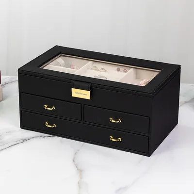 Produktbild von ADEL DREAM Schmuckkästchen, 3 Folien transparenter Schmuckkästen, in denen Ringe, Ohrringe, Halsketten, Armbänder, elegante Geschenke für Frauen und Mädchen aufbewahrt werden.