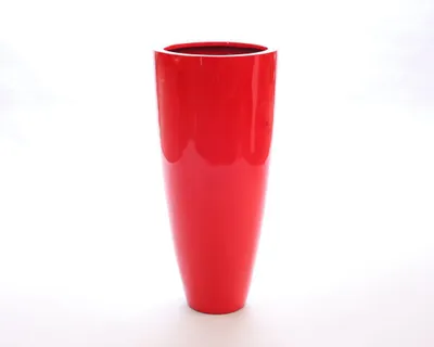Produktbild von Elegant Einrichten | Pflanzkübel | Fiberglas | rund konisch | D30xH60cm | hochglanz rot.
