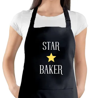 Kochschürze Star Baker unisex schwarz, 72 x 86 cm, Polyester-Baumwolle