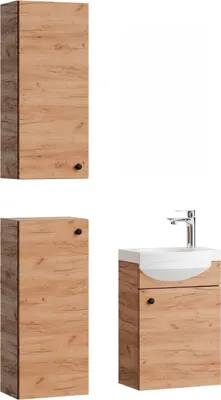 Produktbild von Planetmöbel Badmöbel-Set Waschtisch mit Unterschrank & 2X Midischrank Gold Eiche