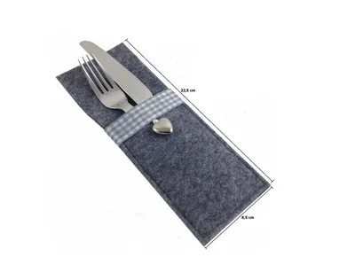 Produktbild von Bestecktasche aus Filz mit Herzanhänger Tasche für Besteck Dekoration Besteckhal