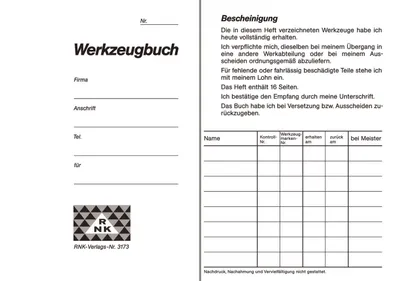Productafbeelding van RNK Verlag, gereedschapshandboek, 16 pagina's, formaat DIN A6