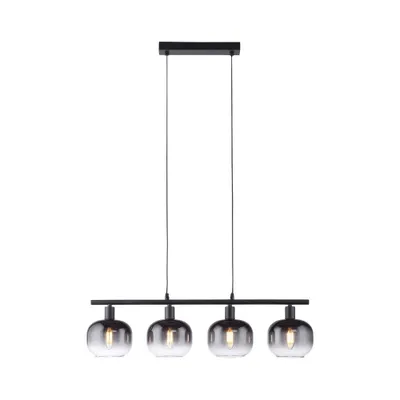 Immagine prodotto di Lampada a sospensione nera, vetro fumé, H 120 cm
