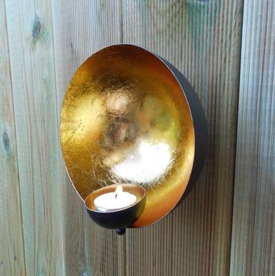 Wandkerzenhalter Teelichthalter für die Wand. Eisen goldfarbig foliert Feng Shui