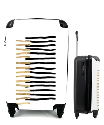 Produktbild von MuchoWow® Koffer Handgepäck Trolley Rollkoffer Kleine Reisekoffer mit 4 Rollen - Linie - Gold - Gestaltung - Cabin Size < 55x40x23 cm & 55x40x20 cm - Fotokoffer - Kabinenkoffer - Boardgepäck - Reise-Box - Reisekoffer - Reisegepäck - Koffer mit Bild - Trolley für Kinder