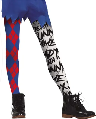 Immagine prodotto di Mr Smile calzamaglia costume supereroe cartone animato partito arlecchino modello rosso blu nero bianco avventura figura Halloween festa divertente, dimensioni: 7 - 12 anni