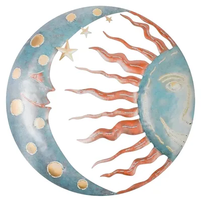 Produktbild von Metallische Wanddekoration: Sonne und Mond, 30 cm