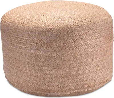 Produktbild von Pouf Hocker - Fußbank oder Fußhocker Geflochten aus Jute - Pouf im Boho Stil - Rund
