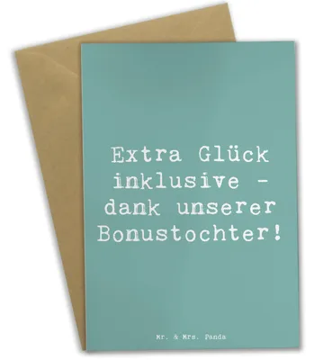 Produktbild von Mr. & Mrs. Panda valentinstagskarte Spruch Bonustochter Glück - Meeresbrise - Geschenk, babykarte, einladungskarten, Familienleben, Lächeln, handgemacht, Grußkarten