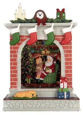 Immagine prodotto di Clayre & Eef Decorazione natalizia con illuminazione a LED e musica 18x10x25 cm / 3 batterie AA, plastica rossa