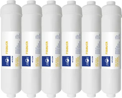 Image de Swan Inline Charbon actif avec résines anticalcaires Filtre à eau 12 pouces pour osmose inverse, système de filtration, raccord 1/4" pouce (6,35 mm), 6 pièces