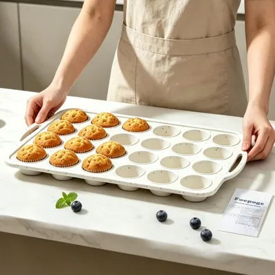 Produktbild von Muffinform Silikon Muffinblech Mini - 24 Mulden - Antihaftbeschichtung - 40,5 x 25 x 3 cm - Spülmaschinenfest