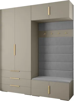 Produktbild von MEBLE KRYSPOL Inova 1 Möbelset Garderobe, 236,7x200x47cm - Kaschmir, Manila 16, Gold
