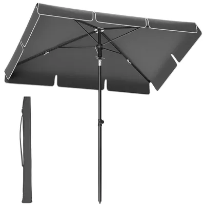 Produktbild von Terrassen Sonnenschirm - Rechteckiger Garten- und Strandschirm - 2 x 1,25 m - UPF 50+ UV-Schutz - Neigbar - Edelstahlmast - Mit Tragetasche - Grau