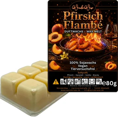 Produktbild von WonderWax Duftwachs Wax Melts für Duftlampe, 6 Würfel Duftmelt Wachsmelt Sojawachs Duftwachs Würfel für Raumdüfte, Wachs Duftöl Winter Indoor Schmelzen für Aromalampe Pfirsichflambe