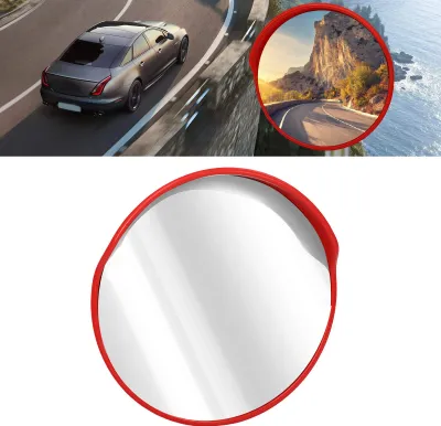Image de Miroir de sécurité pour l'extérieur, grand angle, surface incurvée, 60 mm, monté sur pied, convexe, pour circulation, pour allée, 60 cm/23,6 pouces