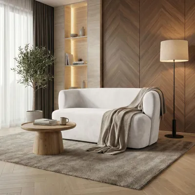 Produktbild von BEAUTYSOFA | 2-Sitzer Sofa NORI Velours Creme – Couch 2-Sitzer Polstersofa mit Armlehnen, Couch modern, Wohnzimmer Sofa, Loungesofa