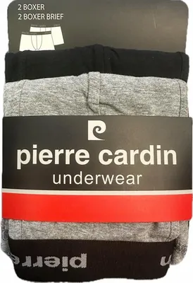 Zdjęcie produktu dla Majtki Bokserki Męskie Pierre Cardin 2 sztuki Czarne i Szare r. S