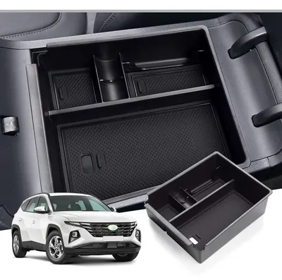 Immagine prodotto di Contenitore portaoggetti per la console centrale, compatibile con Hyundai Tucson NX4 dal 2021 al 2023, cambio automatico, materiale ABS, colore nero