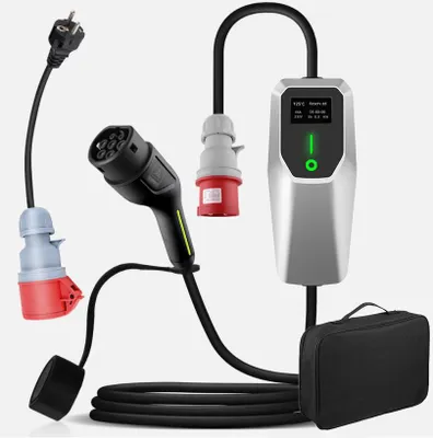 Produktbild von 3.5kW/11kW EV Mobile Wallbox CEE Schuko Ladekabel 6-16A Typ 2 1/3 Phase für EV EU Mobile Wallbox Tragbares Ladekabel für Elektrofahrzeuge 4 m